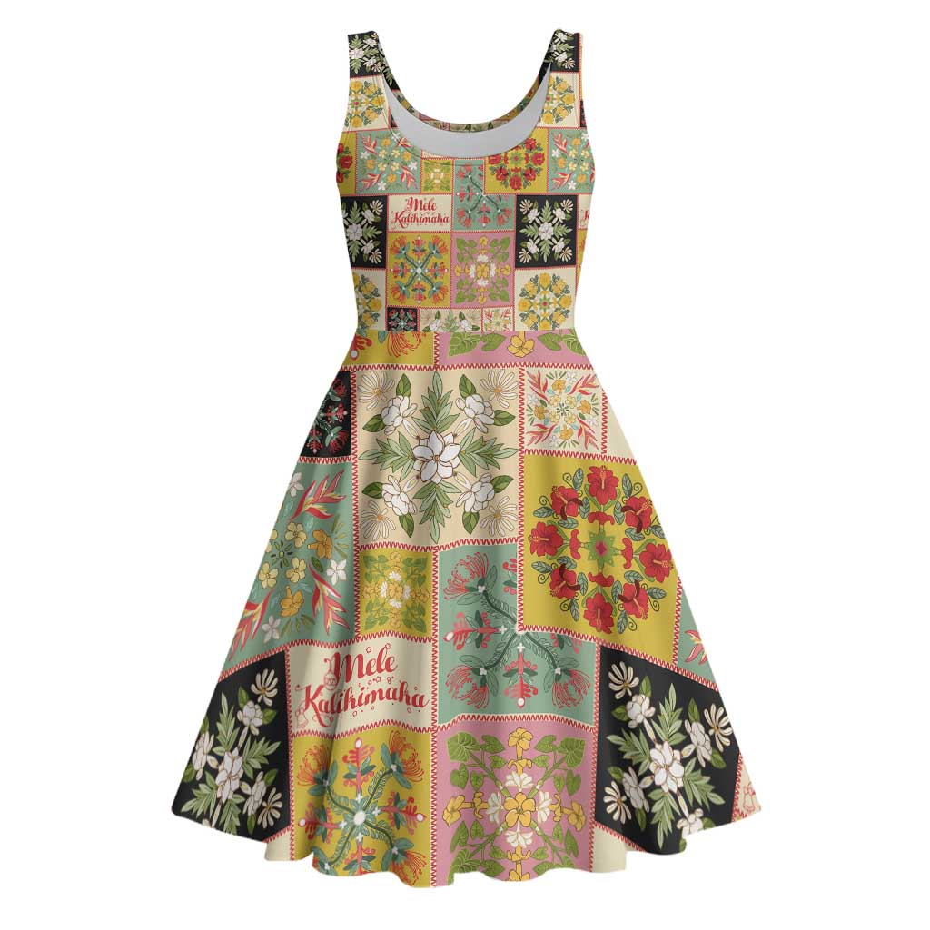 Mele Kalikimaka Hawaii Christmas Midi Dress Melemele Mama Seamless Floral Motif LT9 Beige - Polynesian Pride