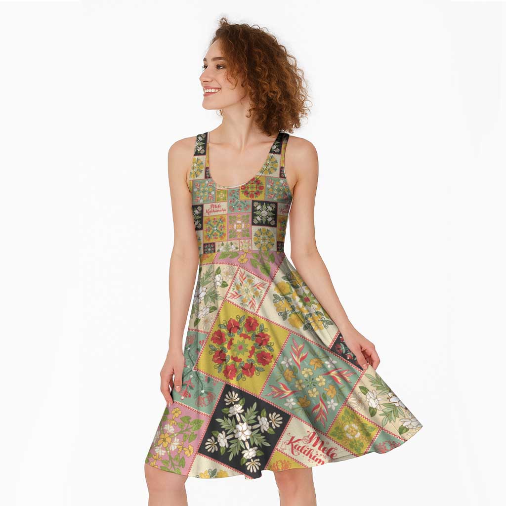 Mele Kalikimaka Hawaii Christmas Midi Dress Melemele Mama Seamless Floral Motif LT9 - Polynesian Pride