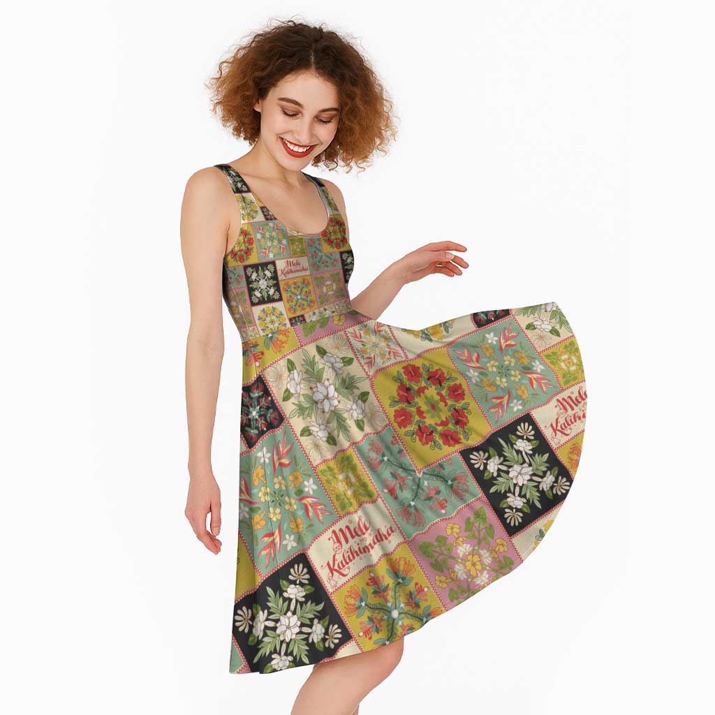 Mele Kalikimaka Hawaii Christmas Midi Dress Melemele Mama Seamless Floral Motif LT9 - Polynesian Pride