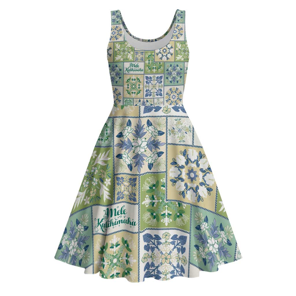 Mele Kalikimaka Hawaii Christmas Midi Dress Omaomao Seamless Floral Motif LT9 Green - Polynesian Pride