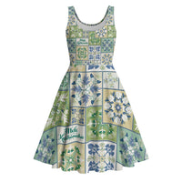 Mele Kalikimaka Hawaii Christmas Midi Dress Omaomao Seamless Floral Motif LT9 Green - Polynesian Pride