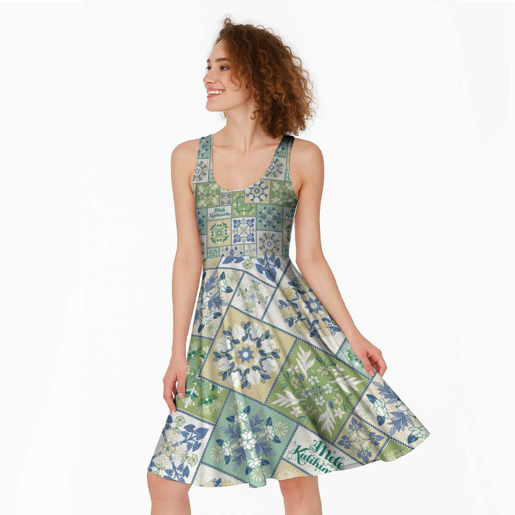 Mele Kalikimaka Hawaii Christmas Midi Dress Omaomao Seamless Floral Motif LT9 - Polynesian Pride
