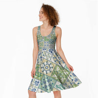 Mele Kalikimaka Hawaii Christmas Midi Dress Omaomao Seamless Floral Motif LT9 - Polynesian Pride