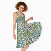 Mele Kalikimaka Hawaii Christmas Midi Dress Omaomao Seamless Floral Motif LT9 - Polynesian Pride