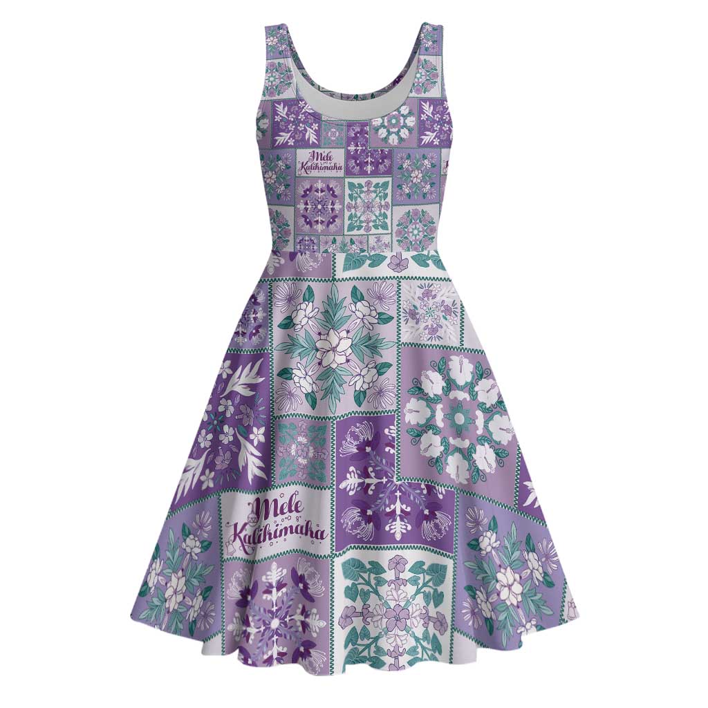 Mele Kalikimaka Hawaii Christmas Midi Dress Poni Seamless Floral Motif LT9 Purple - Polynesian Pride