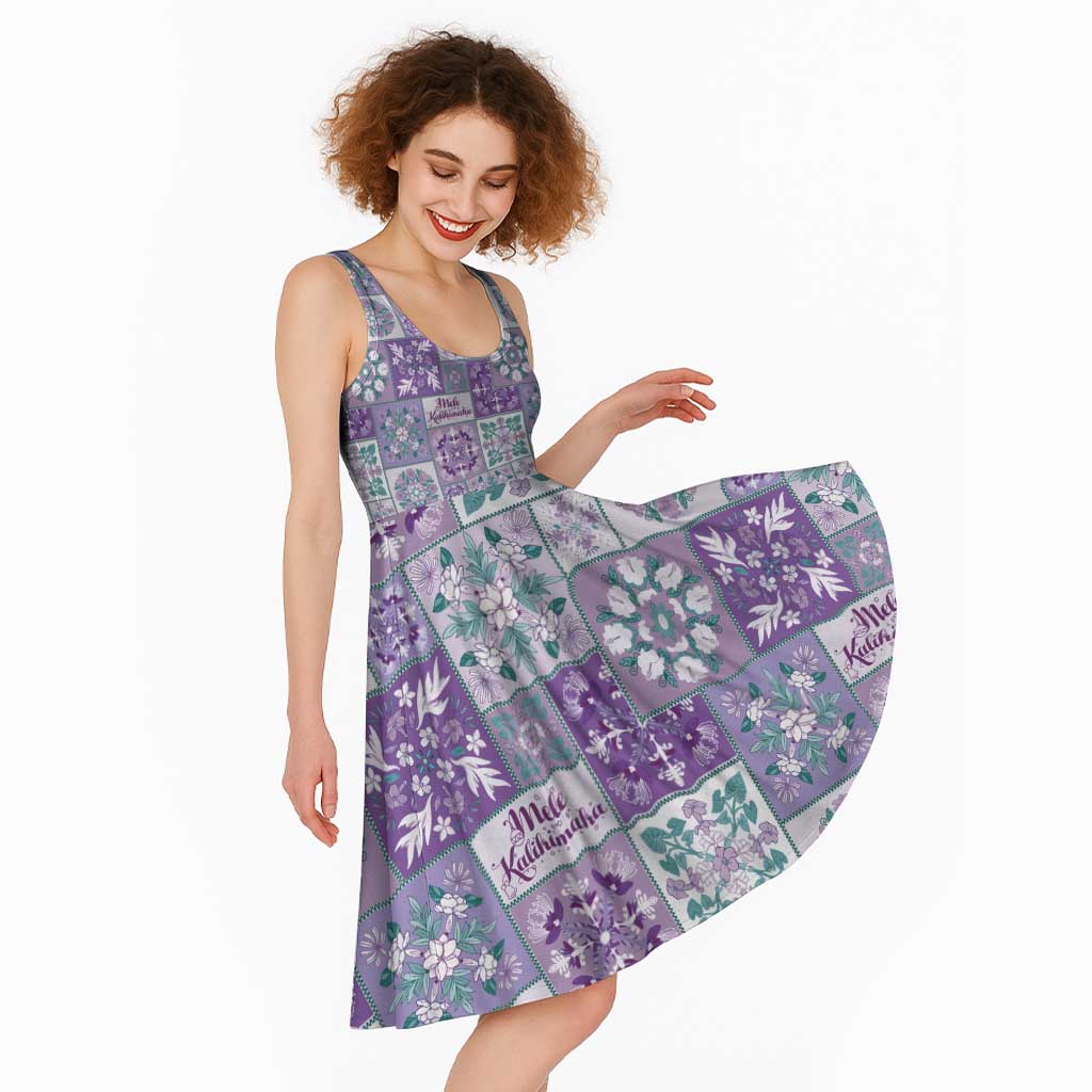 Mele Kalikimaka Hawaii Christmas Midi Dress Poni Seamless Floral Motif LT9 - Polynesian Pride