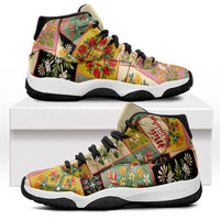 Mele Kalikimaka Hawaii Christmas Sneakers J11 Melemele Mama Seamless Floral Motif LT9 Beige - Polynesian Pride