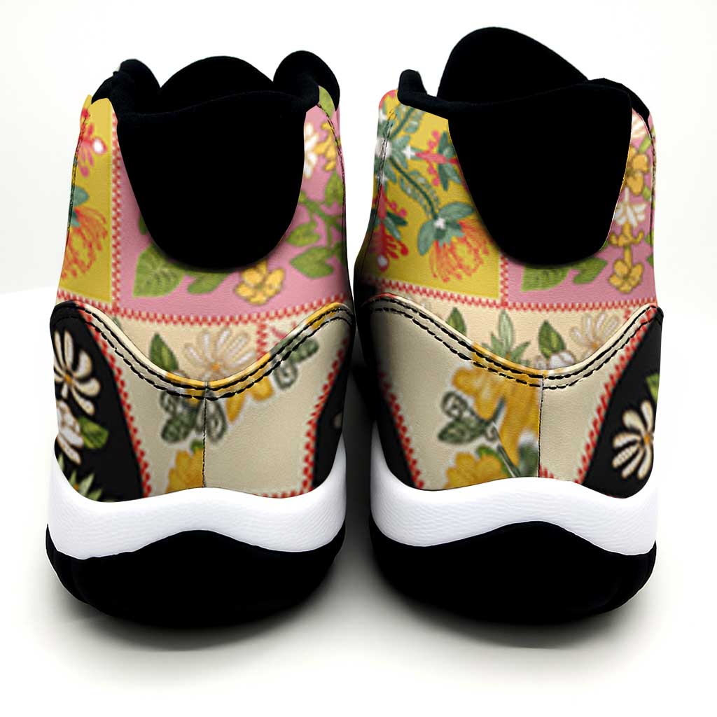 Mele Kalikimaka Hawaii Christmas Sneakers J11 Melemele Mama Seamless Floral Motif LT9 - Polynesian Pride