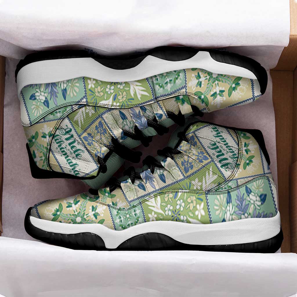 Mele Kalikimaka Hawaii Christmas Sneakers J11 Omaomao Seamless Floral Motif LT9 - Polynesian Pride