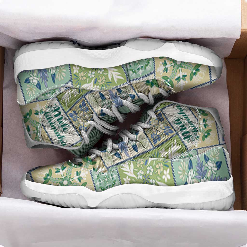 Mele Kalikimaka Hawaii Christmas Sneakers J11 Omaomao Seamless Floral Motif LT9 - Polynesian Pride
