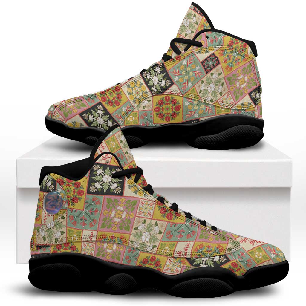Mele Kalikimaka Hawaii Christmas Sneakers J13 Melemele Mama Seamless Floral Motif LT9 Beige - Polynesian Pride