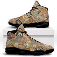Mele Kalikimaka Hawaii Christmas Sneakers J13 Melemele Mama Seamless Floral Motif LT9 Beige - Polynesian Pride