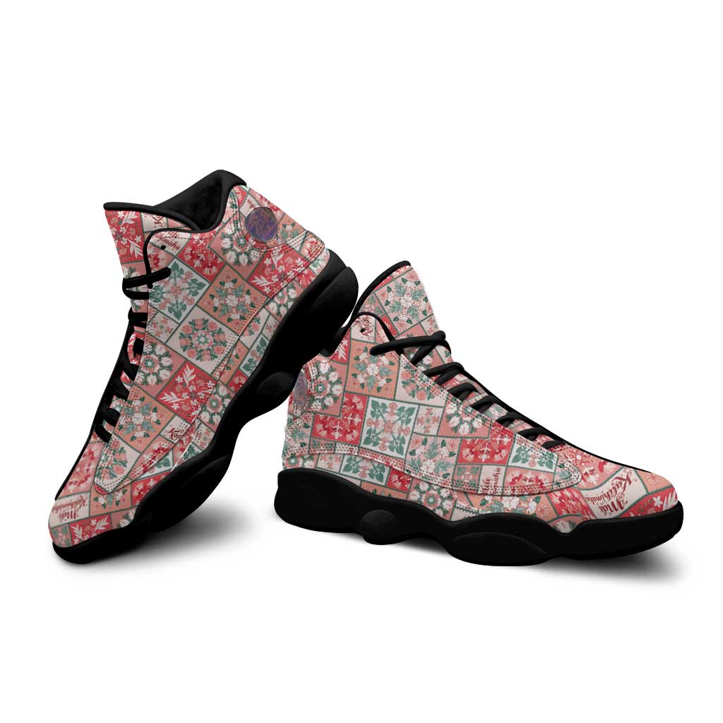 Mele Kalikimaka Hawaii Christmas Sneakers J13 Ulaula Seamless Floral Motif - Polynesian Pride