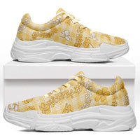 Melemele Aloha Hawaii Chunky Sneakers Plumeria Lei With Palaka Motif - Polynesian Pride