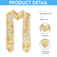 Melemele Aloha Hawaii Graduation Stole Plumeria Lei With Palaka Motif - Polynesian Pride