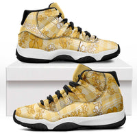 Melemele Aloha Hawaii Sneakers J11 Plumeria Lei With Palaka Motif - Polynesian Pride