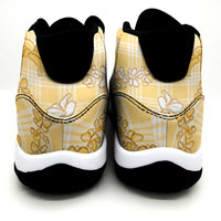 Melemele Aloha Hawaii Sneakers J11 Plumeria Lei With Palaka Motif - Polynesian Pride
