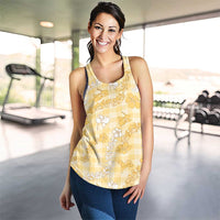 Melemele Aloha Hawaii Women Racerback Tank Plumeria Lei With Palaka Motif LT14 - Polynesian Pride