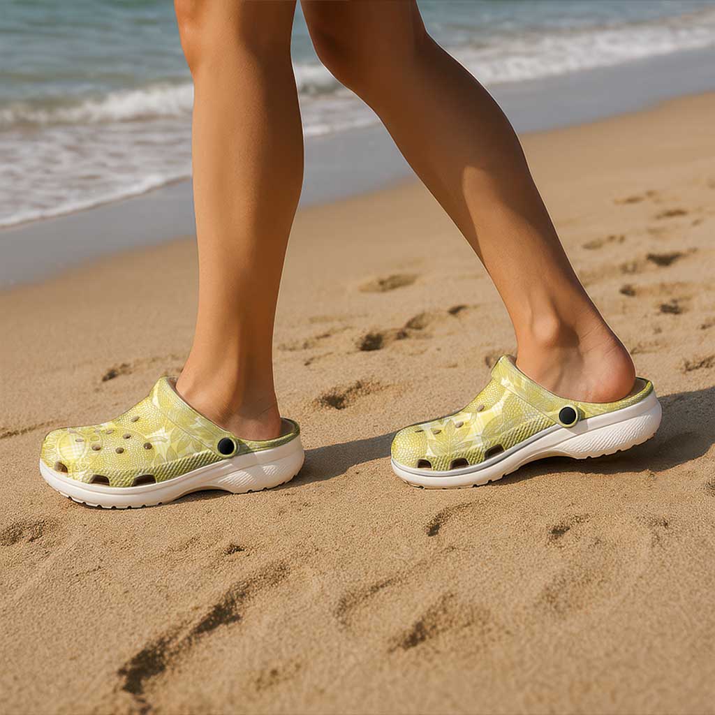 Melemele Hawaii Breadfruit Palaka Motifs Clogs Shoes LT14 - Polynesian Pride