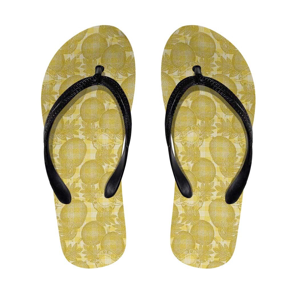 Melemele Hawaii Breadfruit Palaka Motifs Flip Flops LT14 Yellow - Polynesian Pride
