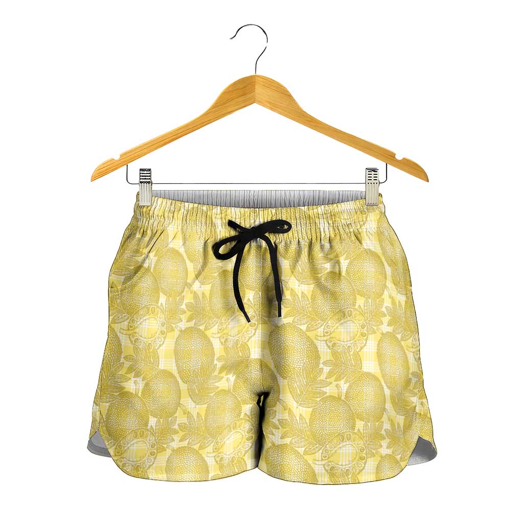 Melemele Hawaii Breadfruit Palaka Motifs Shorts for Women LT14 - Polynesian Pride