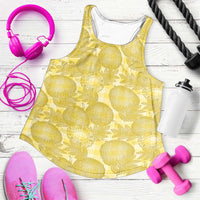 Melemele Hawaii Breadfruit Palaka Motifs Women Racerback Tank LT14 Yellow - Polynesian Pride
