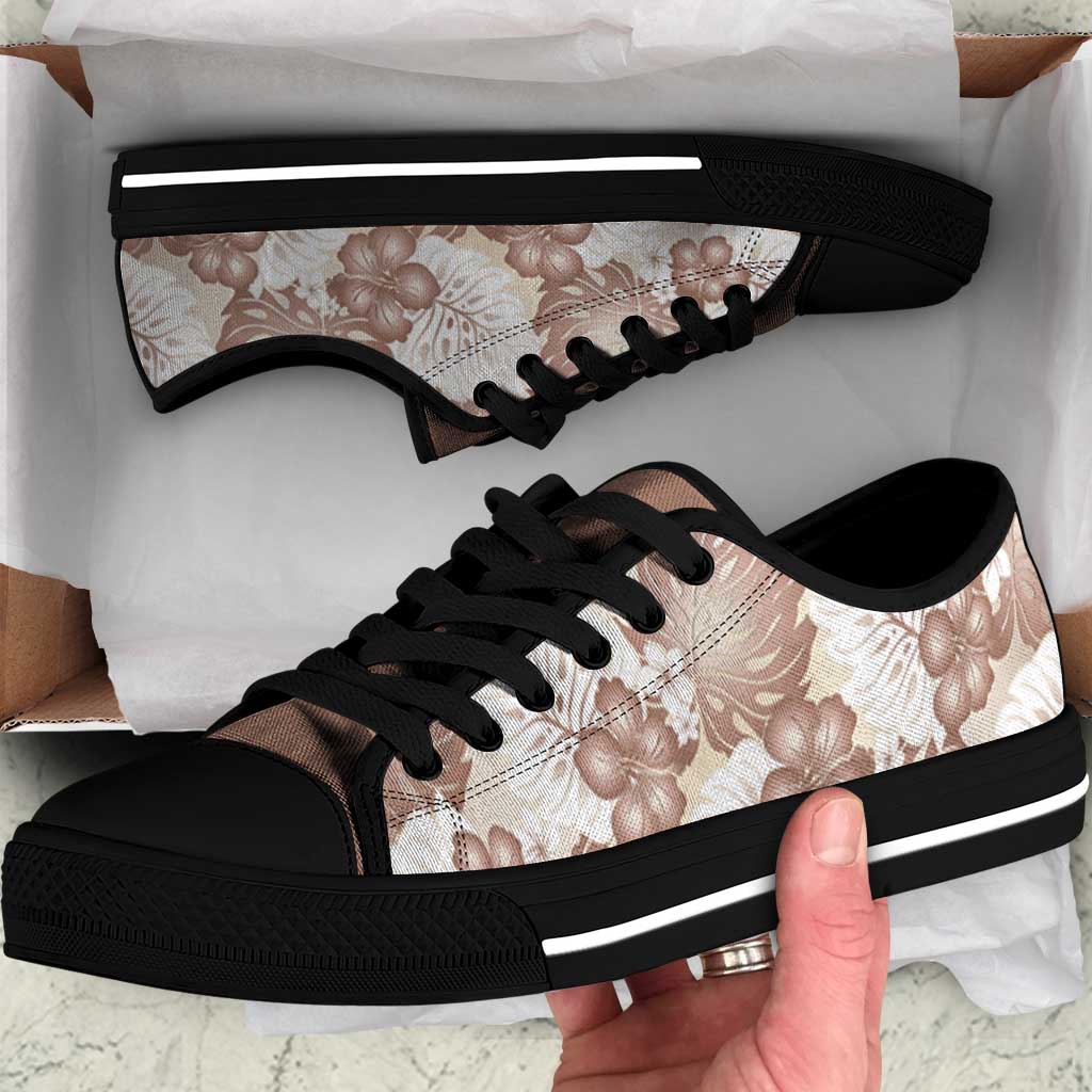 Mocha Mousse Aloha Hawaii Low Top Shoes Monstera Hibiscus Plumeria Seamless Vibes - Polynesian Pride