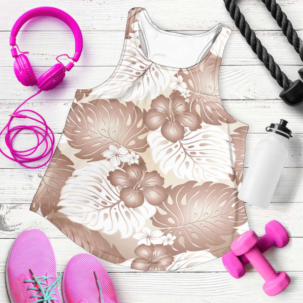 Mocha Mousse Aloha Hawaii Women Racerback Tank Monstera Hibiscus Plumeria Seamless Vibes LT14 Mocha Mousse - Polynesian Pride