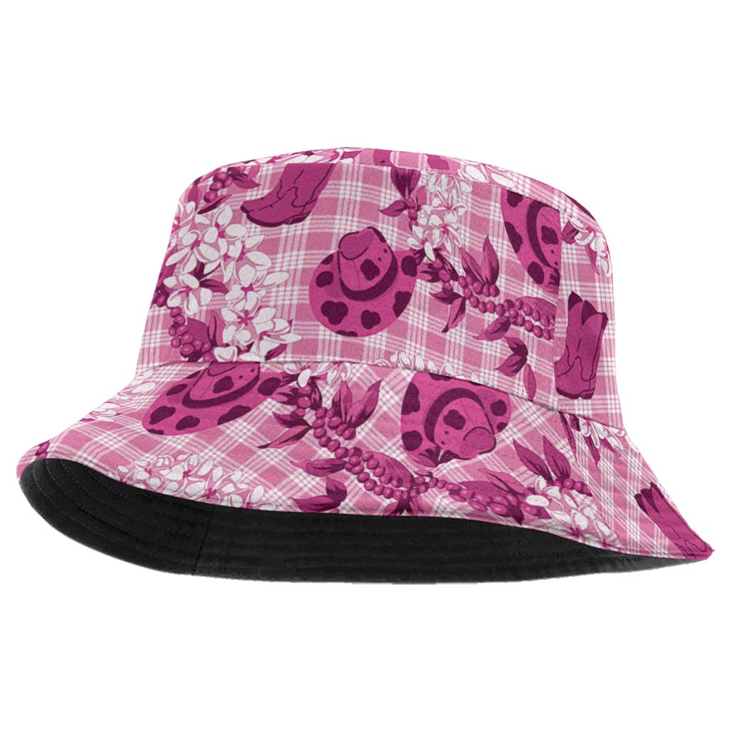 Mokihana Maile Ilima Leis Paniolo Palaka Bucket Hat Hawaiian Omaomo Ulaula Spirit LT9 One Size Pink - Polynesian Pride