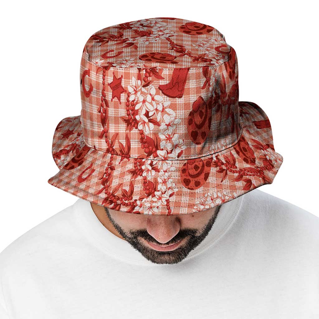 Mokihana Maile Ilima Leis Paniolo Palaka Bucket Hat Hawaiian Ulaula Spirit - Polynesian Pride