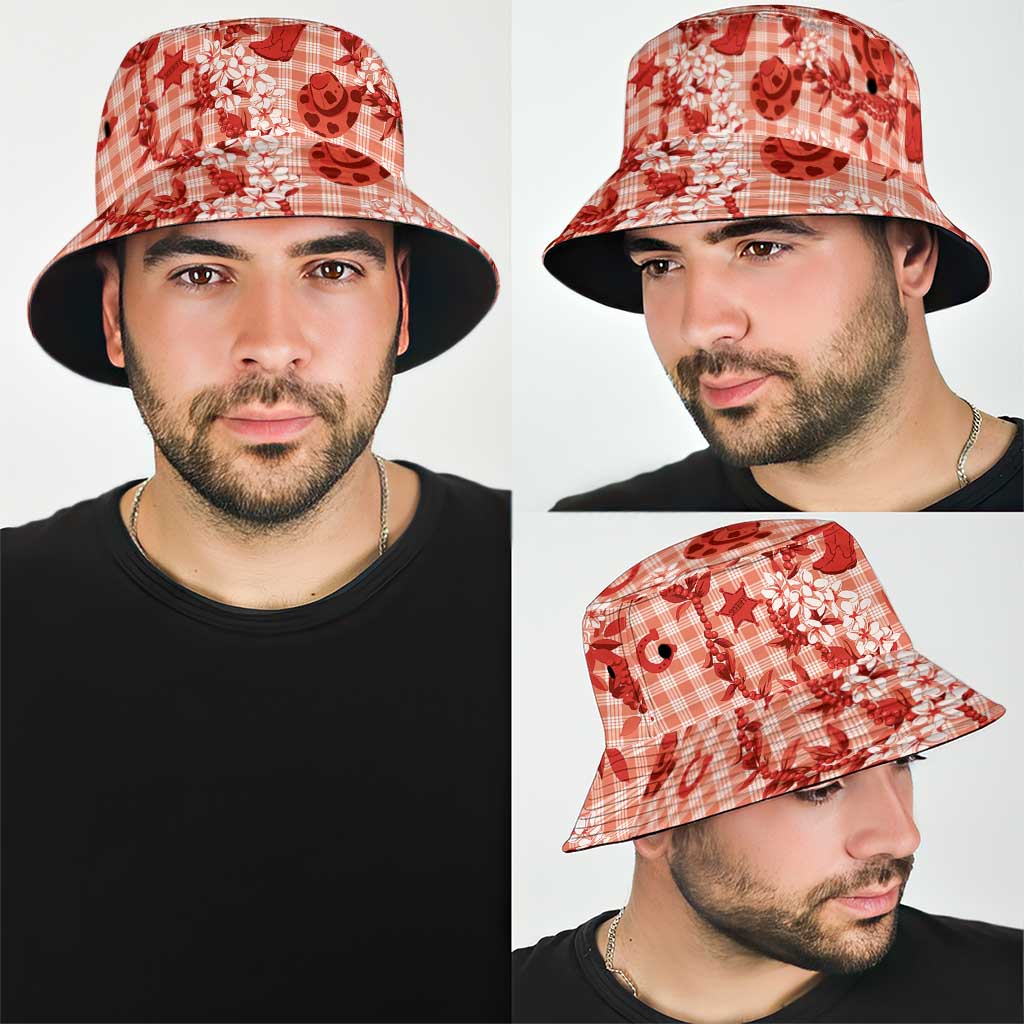 Mokihana Maile Ilima Leis Paniolo Palaka Bucket Hat Hawaiian Ulaula Spirit - Polynesian Pride