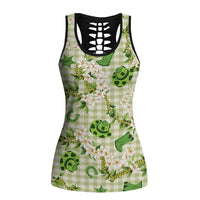 Mokihana Maile Ilima Leis Paniolo Palaka Hollow Tank Top Hawaiian Omaomo Ala Spirit LT9 Female Green - Polynesian Pride
