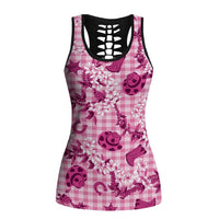 Mokihana Maile Ilima Leis Paniolo Palaka Hollow Tank Top Hawaiian Omaomo Ulaula Spirit LT9 Female Pink - Polynesian Pride