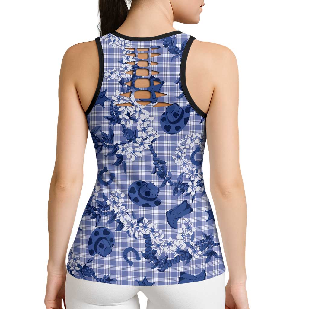 Mokihana Maile Ilima Leis Paniolo Palaka Hollow Tank Top Hawaiian Polu Spirit LT9 - Polynesian Pride