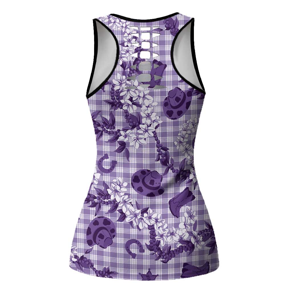 Mokihana Maile Ilima Leis Paniolo Palaka Hollow Tank Top Hawaiian Poni Spirit LT9 - Polynesian Pride