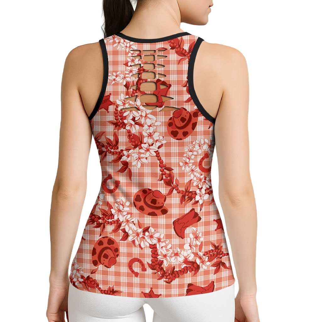 Mokihana Maile Ilima Leis Paniolo Palaka Hollow Tank Top Hawaiian Ulaula Spirit LT9 - Polynesian Pride