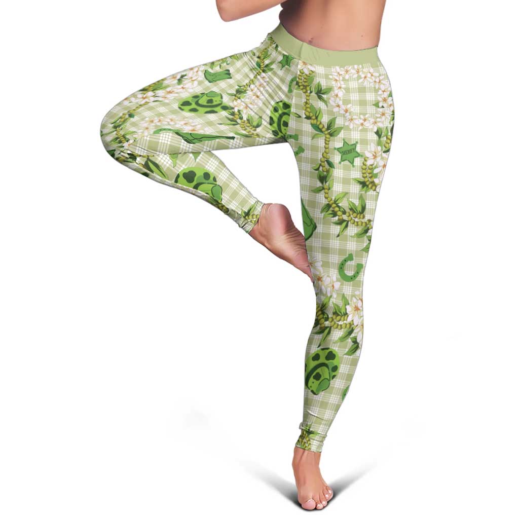 Mokihana Maile Ilima Leis Paniolo Palaka Leggings Hawaiian Omaomo Ala Spirit LT9 - Polynesian Pride