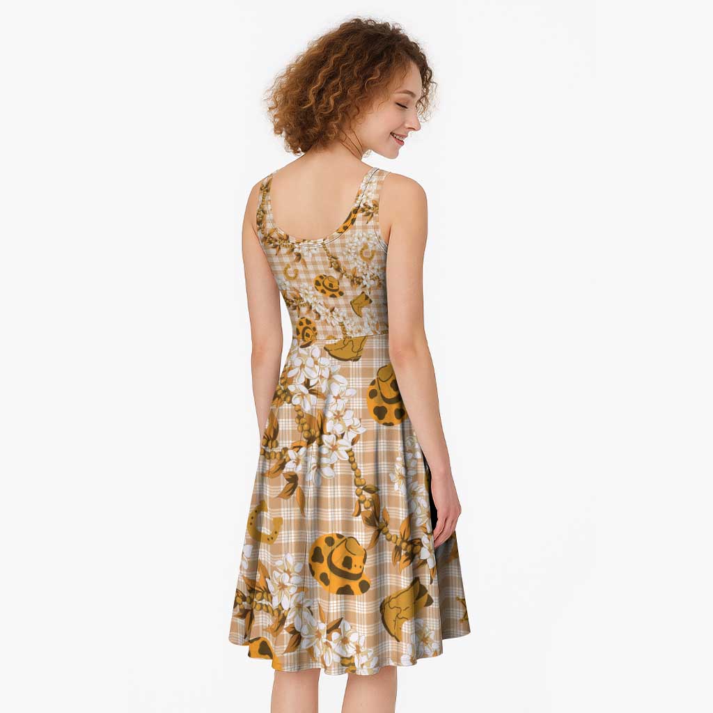 Mokihana Maile Ilima Leis Paniolo Palaka Midi Dress Hawaiian Kula Spirit LT9 - Polynesian Pride