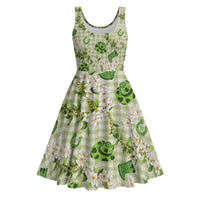 Mokihana Maile Ilima Leis Paniolo Palaka Midi Dress Hawaiian Omaomo Ala Spirit LT9 Green - Polynesian Pride