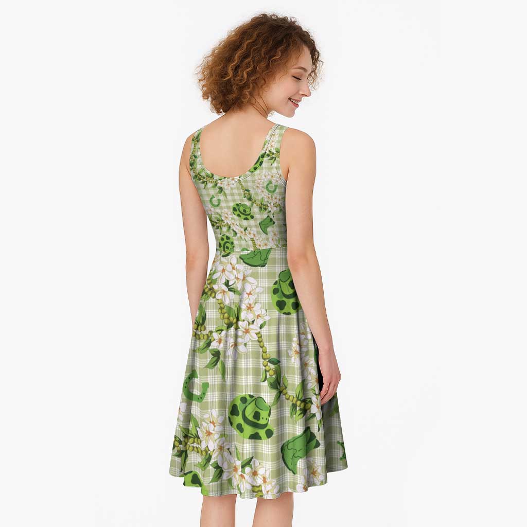 Mokihana Maile Ilima Leis Paniolo Palaka Midi Dress Hawaiian Omaomo Ala Spirit LT9 - Polynesian Pride