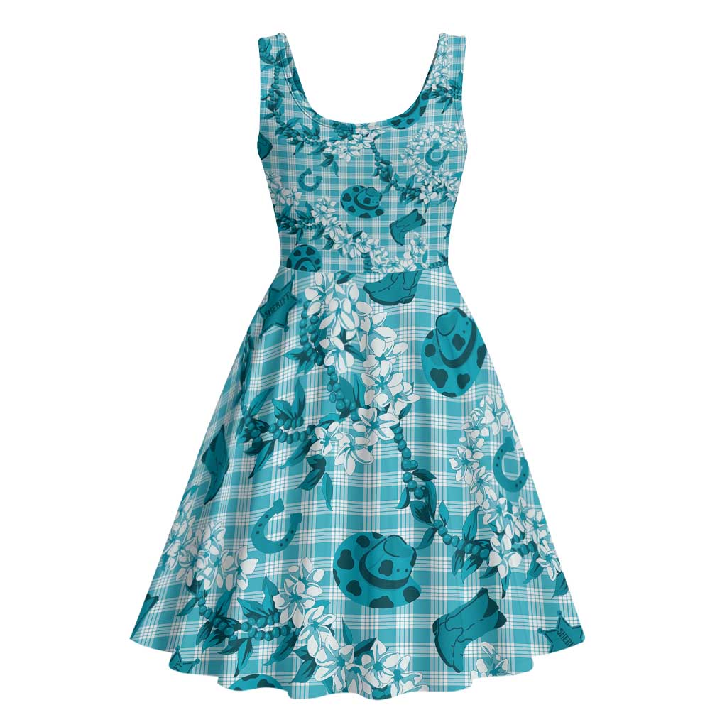 Mokihana Maile Ilima Leis Paniolo Palaka Midi Dress Hawaiian Polu Opa Spirit LT9 - Polynesian Pride