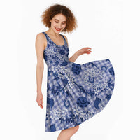 Mokihana Maile Ilima Leis Paniolo Palaka Midi Dress Hawaiian Polu Spirit LT9 - Polynesian Pride