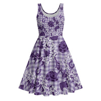 Mokihana Maile Ilima Leis Paniolo Palaka Midi Dress Hawaiian Poni Spirit LT9 Purple - Polynesian Pride