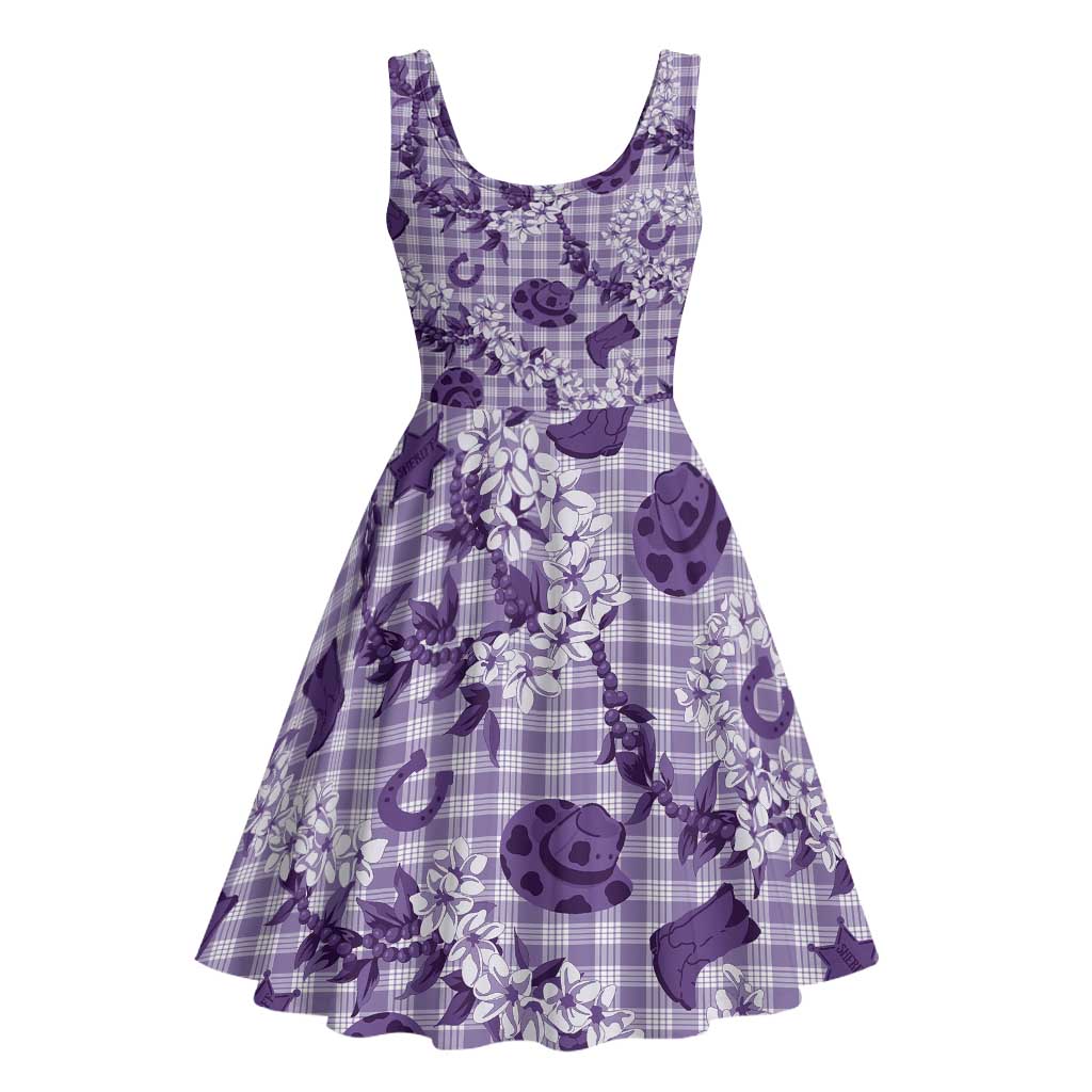 Mokihana Maile Ilima Leis Paniolo Palaka Midi Dress Hawaiian Poni Spirit LT9 - Polynesian Pride