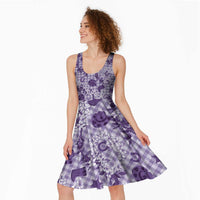 Mokihana Maile Ilima Leis Paniolo Palaka Midi Dress Hawaiian Poni Spirit LT9 - Polynesian Pride