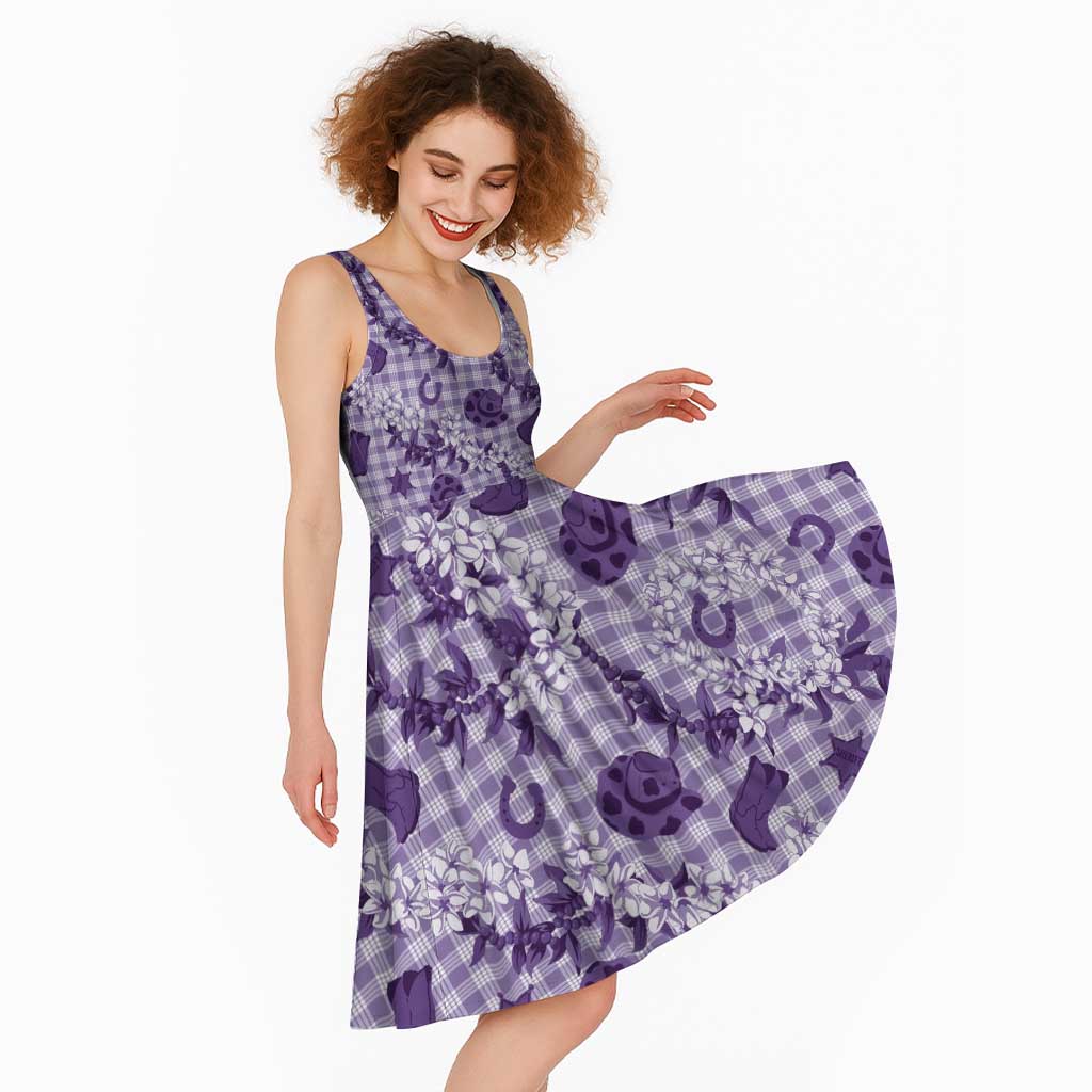 Mokihana Maile Ilima Leis Paniolo Palaka Midi Dress Hawaiian Poni Spirit LT9 - Polynesian Pride