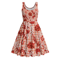 Mokihana Maile Ilima Leis Paniolo Palaka Midi Dress Hawaiian Ulaula Spirit LT9 Red - Polynesian Pride