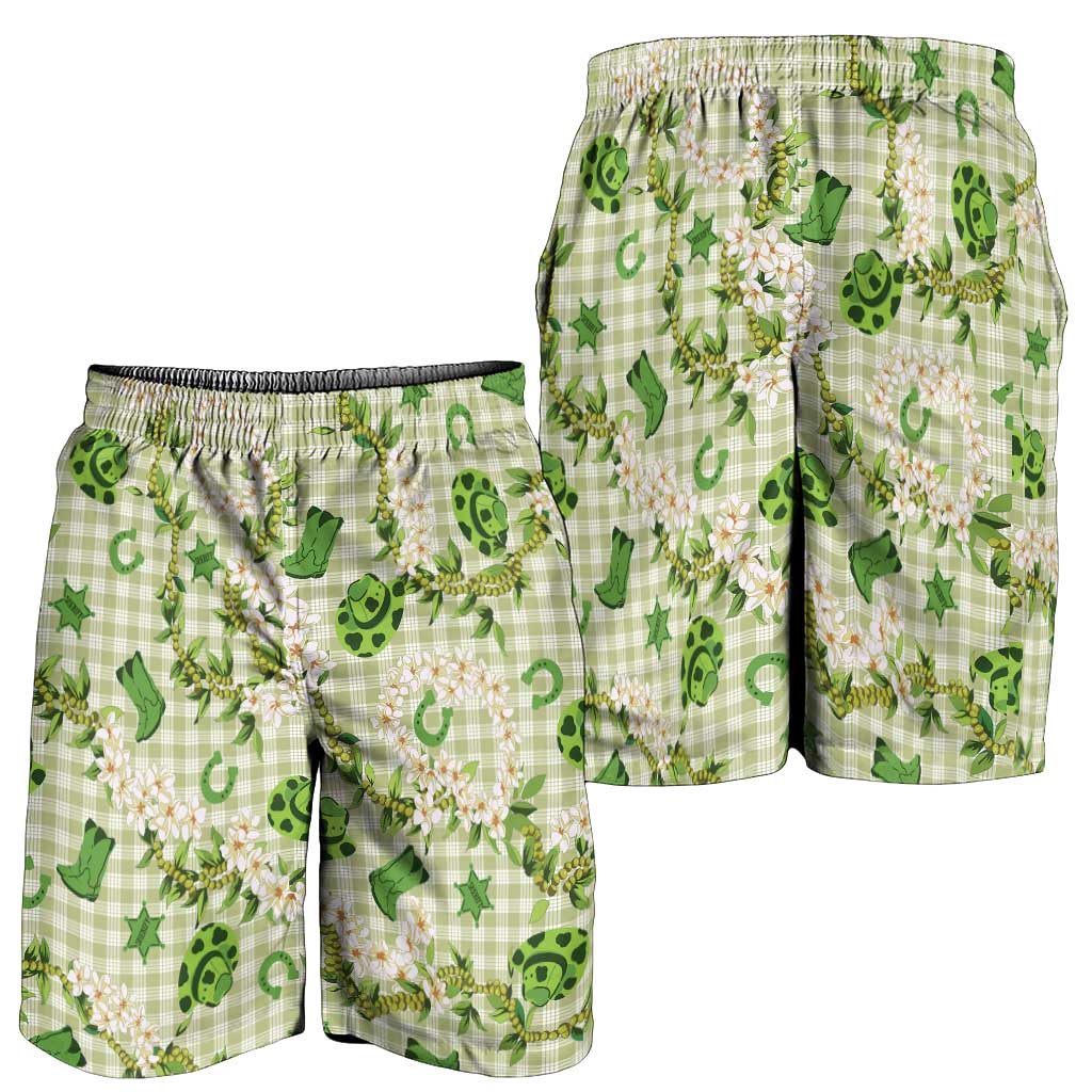 Mokihana Maile Ilima Leis Paniolo Palaka Shorts for Men Hawaiian Omaomo Ala Spirit LT9 - Polynesian Pride
