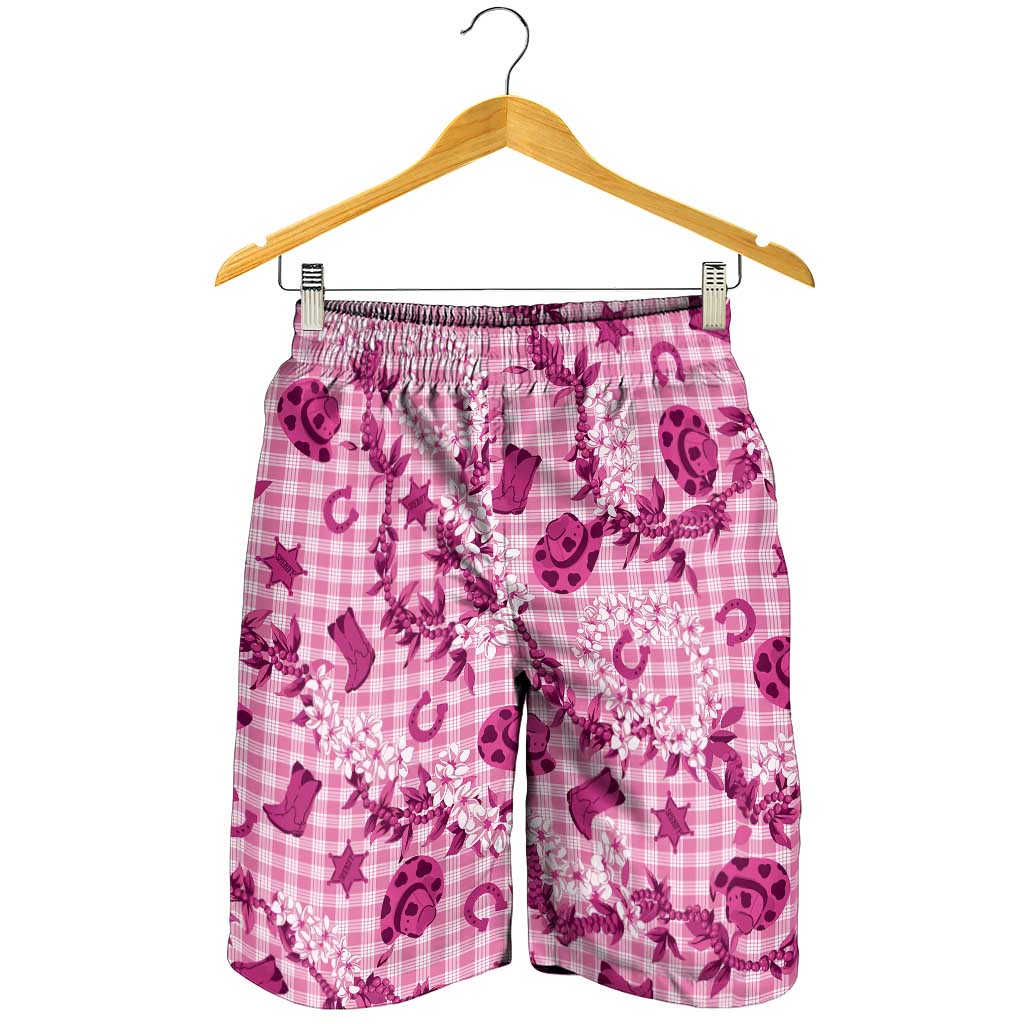 Mokihana Maile Ilima Leis Paniolo Palaka Shorts for Men Hawaiian Omaomo Ulaula Spirit LT9 - Polynesian Pride