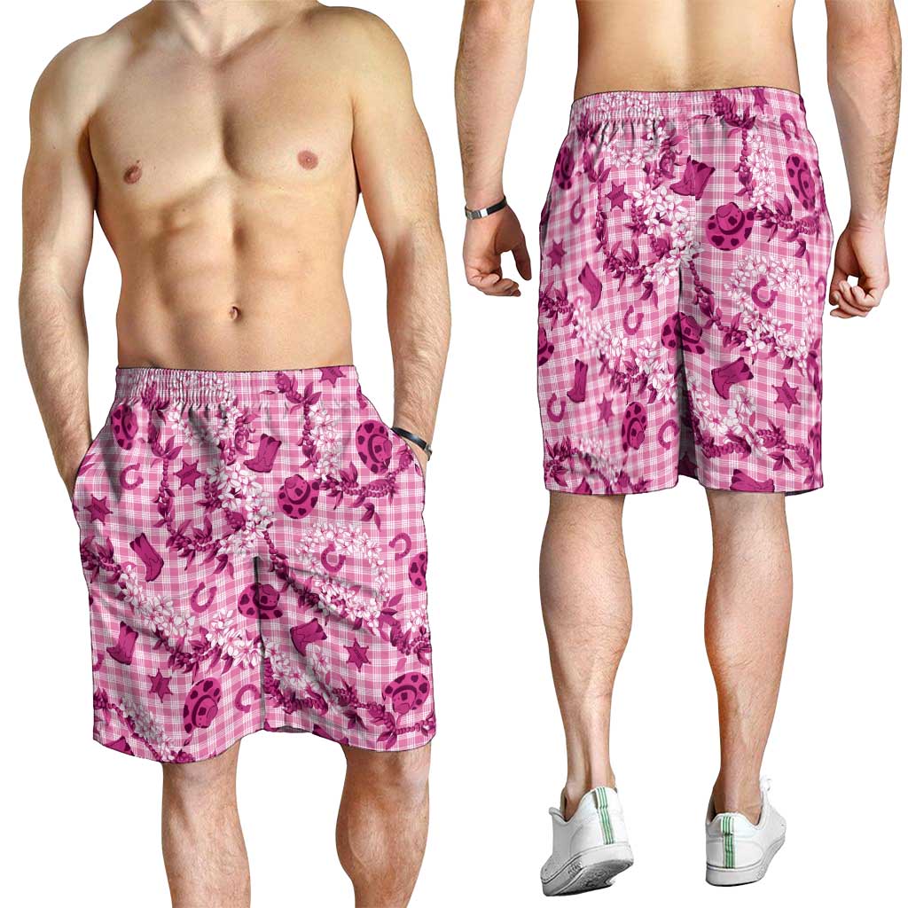 Mokihana Maile Ilima Leis Paniolo Palaka Shorts for Men Hawaiian Omaomo Ulaula Spirit LT9 - Polynesian Pride